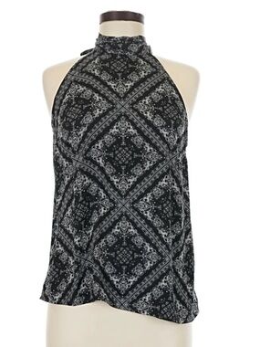Banana Republic Black Patterned Halter Neck Women's Top
